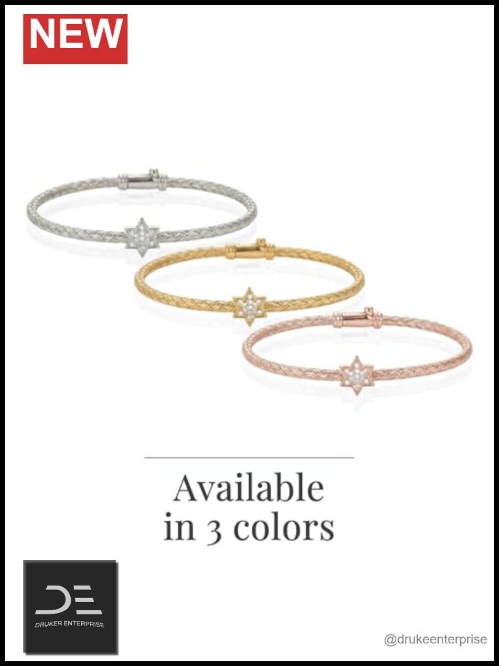 Sterling Silver Star of David CZ Bangle Bracelet Jewish Faith Gift - Picture 3 of 6